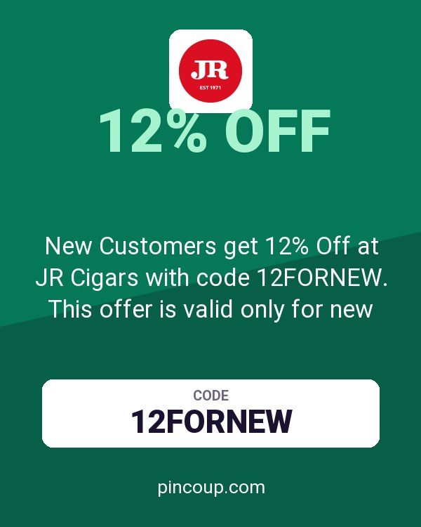 New Customers get 12% Off at JR Cigars with code 12FORNEW. This offer is valid only for new JR Cigar customers.