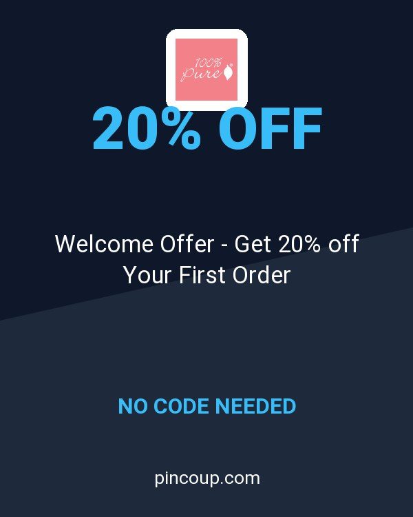100% PURE coupon: Welcome Offer - Get 20% off Your First Order