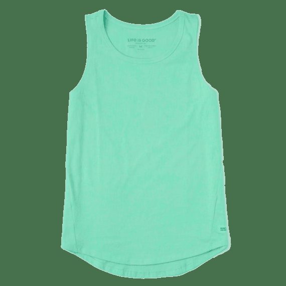 Life is Good Women's Solid Sleeveless High-Low Crusher Tank T-Shirt in Spearmint Green Size Small | 100% Cotton