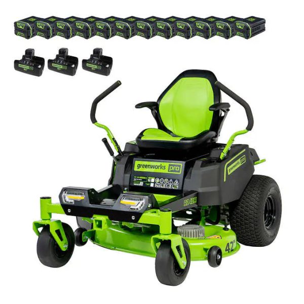 80V 42" Cordless Battery CrossoverZ Zero Turn Lawn Mower, Twelve (12) 4.0 Ah Batteries and (3) Dual-Port Turbo Chargers, CRZ4281 at Greenworks Tools