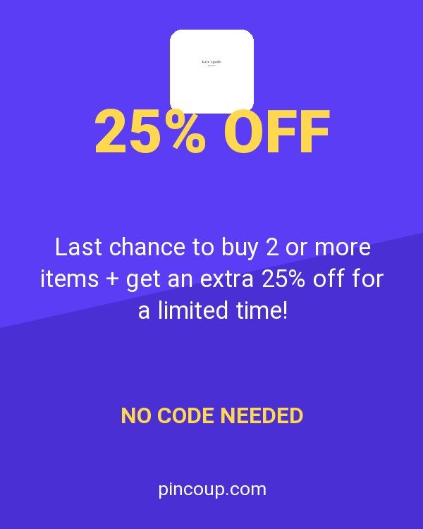 Kate Spade Outlet coupon: Last chance to buy 2 or more items + get an extra 25% off for a limited time!