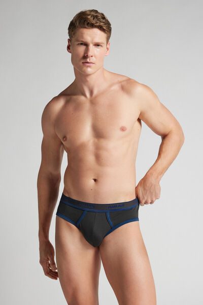 Intimissimi Men's Superior Cotton Briefs with Logo Man Dark Grey Size 3