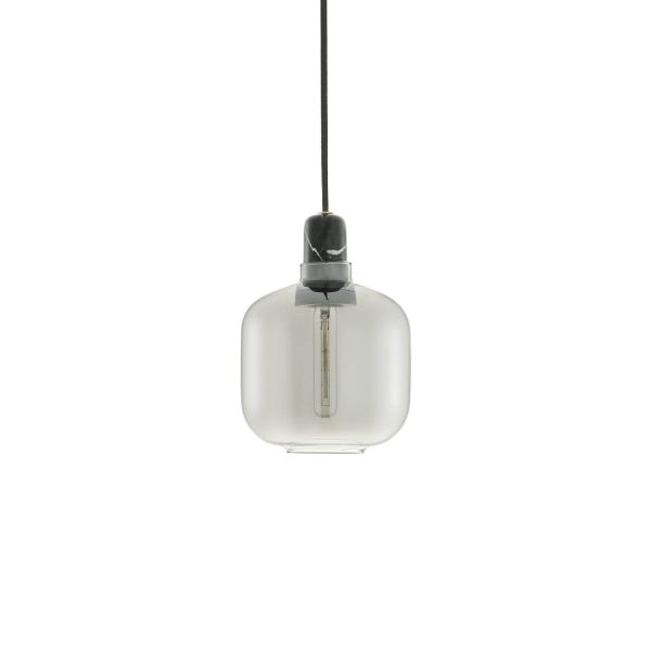 Open Box - Amp Pendant Light - Small - Smoke Glass/ Black Marble Socket Housing/ Black Cord at Shop Horne