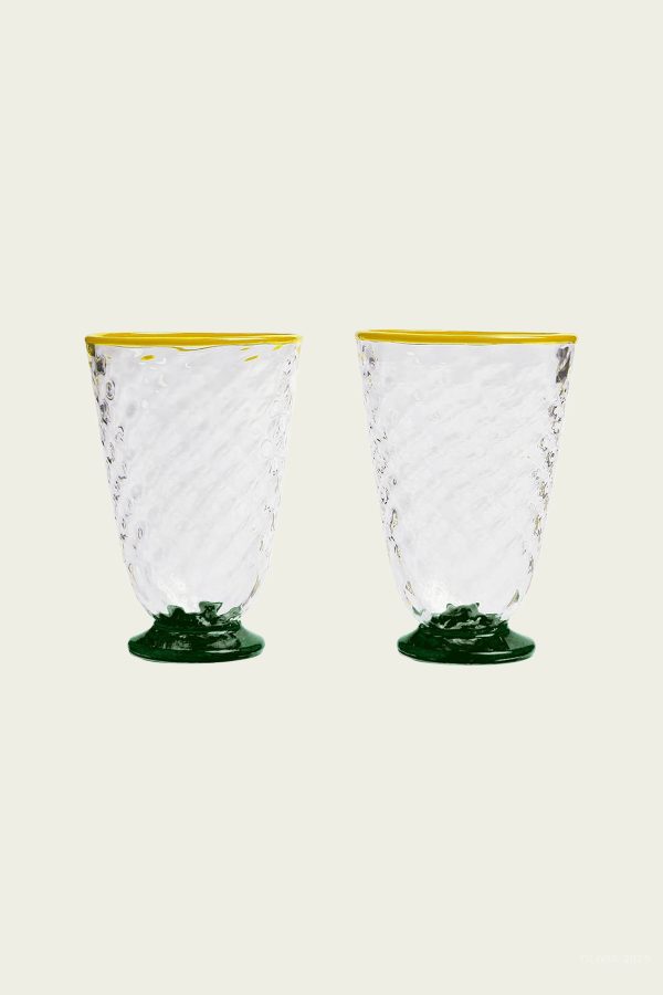 Quilted Glasses Set of 2 in Green at American National Standards Institute Inc.