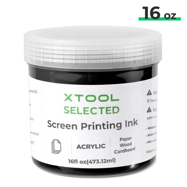 Acrylic Screen Printing Ink (16oz) - Black at xTool
