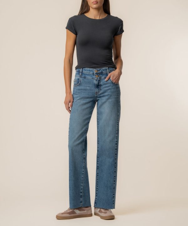 Charlotte High Rise Wide Leg, Long Inseam in Synergy Wash at Kut from the Kloth