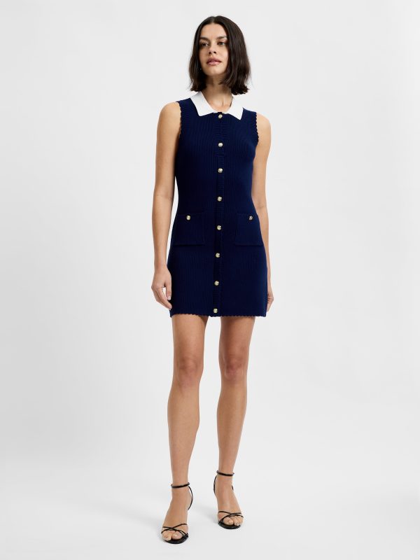 BENNET RIB KNIT CONTRAST DRESS at French Connection