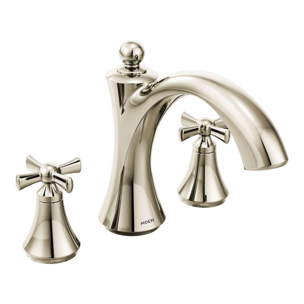 Wynford Two-Handle Non-Diverter Roman Tub Faucet - Polished Nickel at Moen