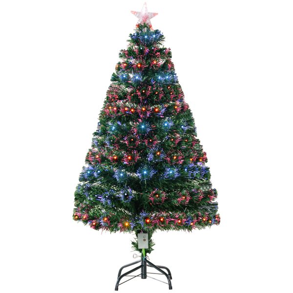 HOMCOM 4ft Fiber Optic Artificial Fir Christmas Tree, LED Pre-Lit Holiday Decoration with 130 Lights and Branch Tips at Aosom.com