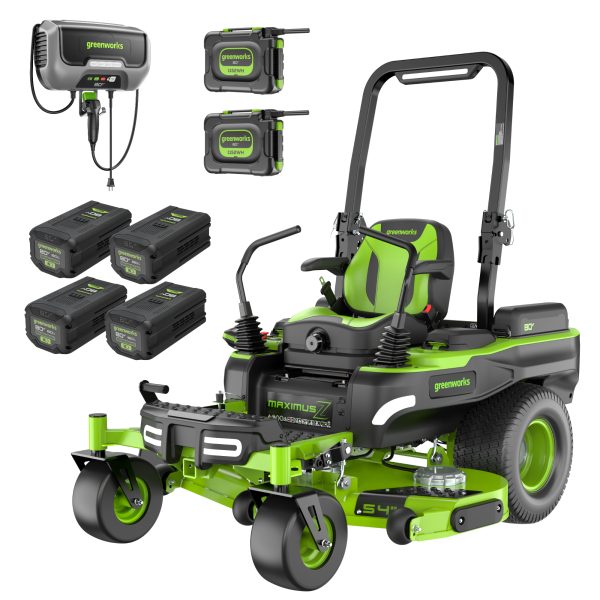 80V 54" MaximusZ Zero Turn Riding Mower: (2) 16.0 Ah and (4) 6.0 Ah Batteries and 1.5kW Charger, MZ5481 at Greenworks Tools
