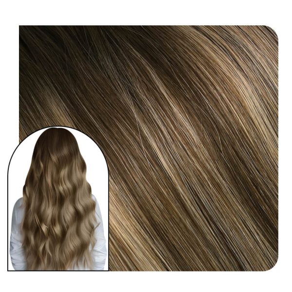 [Virgin Hair] Hair Bundles Sew in Hair Extensions Brown Blonde #4/27/4 - 20 inch / 100gram / Alligator clips at Ugeat Hair Official