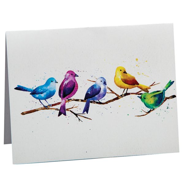 Watercolor Birds Notecard with Matching Envelopes set of 20 at Miles Kimball