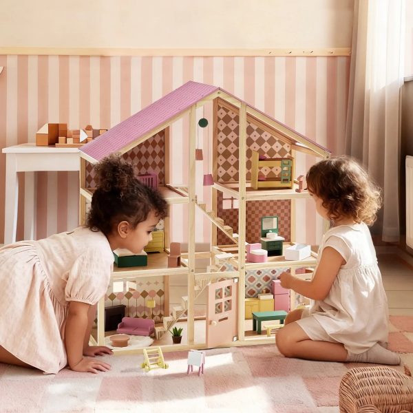 Tiny Land® Sweetwood Pegasus Dollhouse & Wooden Dollhouse Dolls