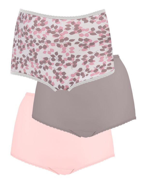 Bali Skimp Skamp Brief, 3-Pack Tender Bud Print/Warm Steel/Tender Pink 7 Women's at OneHanesPlace.com