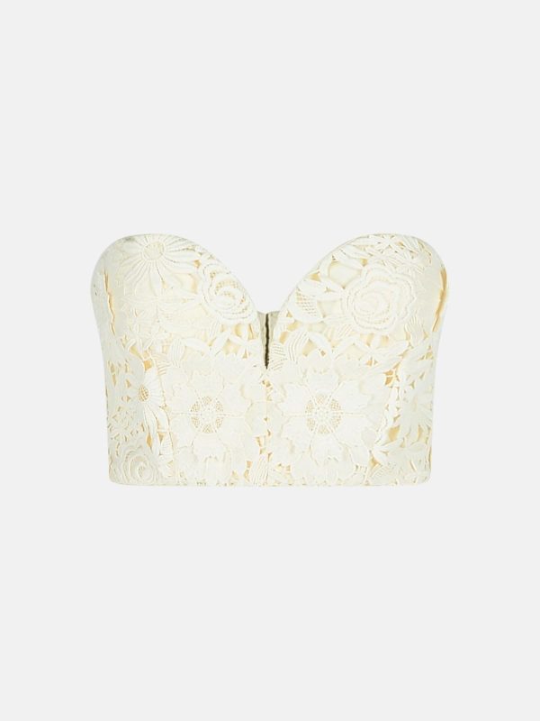 ROTATE '3D' White Polyester Corset at VALICO