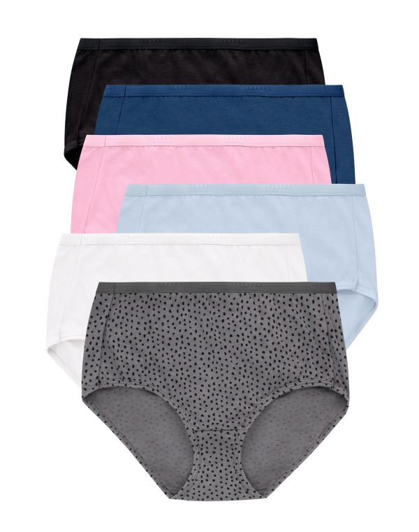 Hanes Ultimate Women's Breathable Brief Underwear, 6-Pack White/Navy H/Pink/Black/Lilac H/Blackblot 8 at Hanes.com