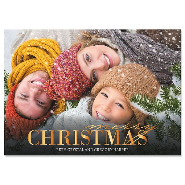 Merry Gold Horizontal Photo Christmas Cards - 80 Count at Current Catalog