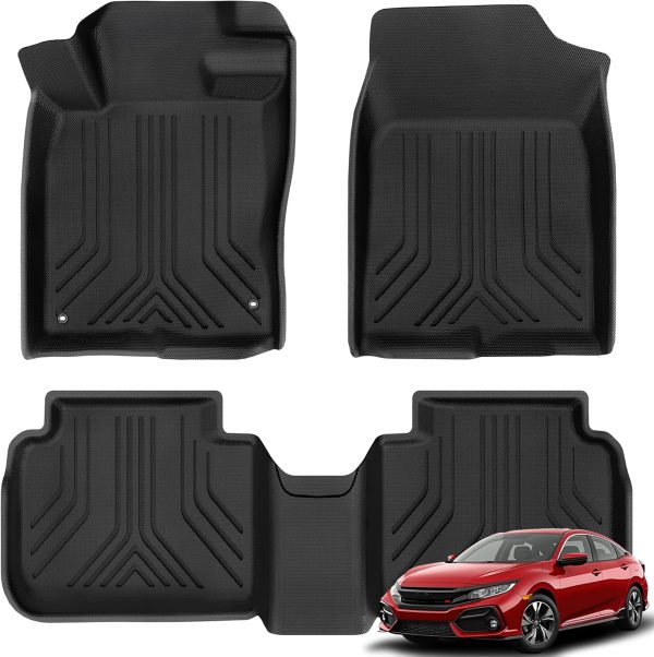 YITAMOTOR TPE All-Weather Floor Mats for 2022-2025 Honda Civic Sedan | 1st & 2nd Row Set at Oedro