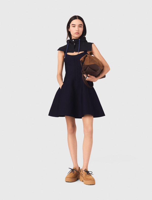Mini knitted babydoll dress at Maje