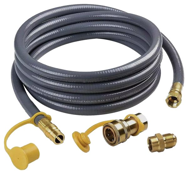 H1002 20’ Quick Connect 1/2" Natural Gas Hose Kit – 20ft Quick‑Connect Natural Gas Hose with Brass Fittings, Weather‑Proof 1/2″ Generator Accessory Adapter Kit at AiPower