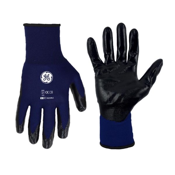 General Electric Unisex Dipped Gloves Black/Blue XL 1 pair at Ace Hardware