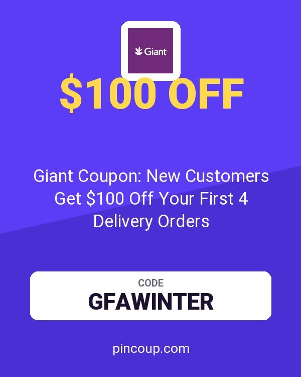 Giant Food: Giant Coupon: New Customers Get $100 Off Your First 4 Delivery Orders