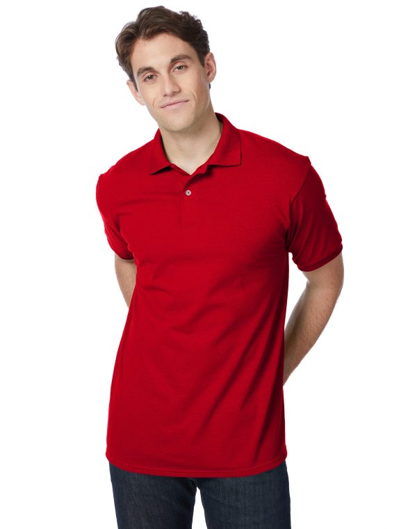 Hanes EcoSmart Men's Polo Shirt (Big & Tall Sizes Available) Deep Red 2XL at Hanes.com