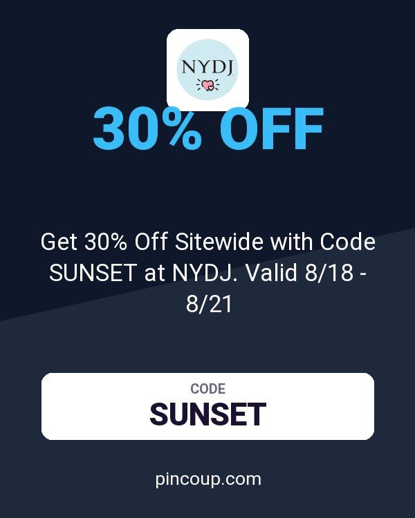 Get 30% Off Sitewide with Code SUNSET at NYDJ. Valid 8/18 - 8/21