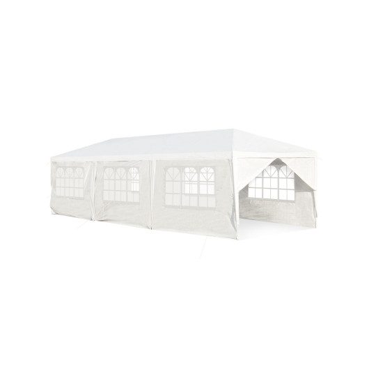 10 x 30 Feet Outdoor Canopy Tent with 6 Removable Sidewalls and 2 Doorways-White at Costway