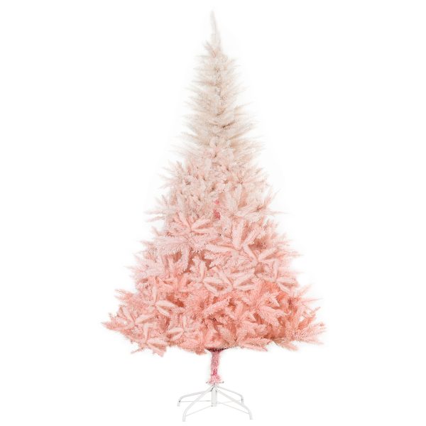 HOMCOM 6ft Unlit Spruce Artificial Christmas Tree with Realistic Branches and 800 Tips, Pink at Aosom.com