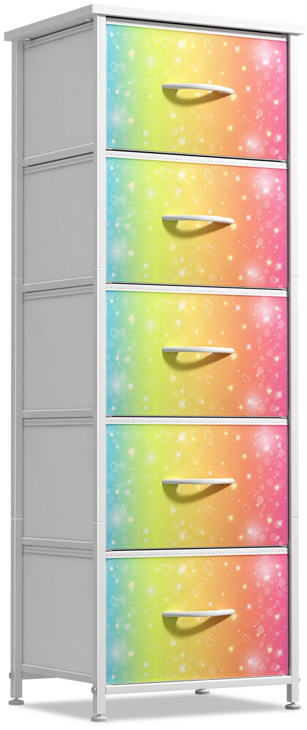 Sorbus - Nightstand with 5 Drawers, Tall Storage Dresser Tower Organizer for Bedroom, Hallway, Closet, College Dorm - Multicolor at Best Buy