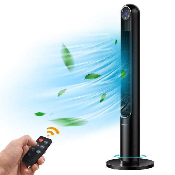 Costway - 42'' Tower Fan Smart Display Panel 12H Timer 80 Degree Oscillating Fan with Remote - Black at Best Buy