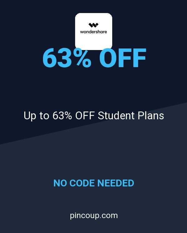 Wondershare Software coupon: Up to 63% OFF Student Plans
