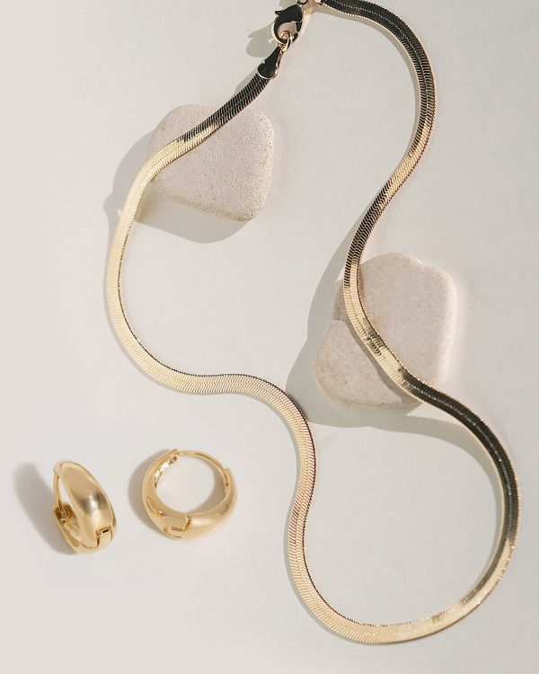 Snake Chain and Mini Huggies Set at James Michelle