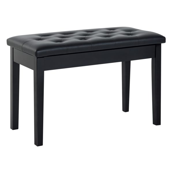 HOMCOM Piano Bench, Duet Piano Chair with Faux Leather Padded Cushion and Wooden Frame, Button Tufted Keyboard Bench, Black at Aosom.com