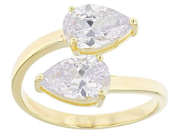 White Cubic Zirconia 18k Yellow Gold Over Sterling Silver Ring 4.52ctw at JTV Jewelry