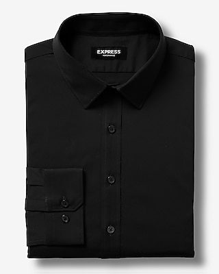 Express Men's Extra Slim Solid Wrinkle-Resistant Everyday Performance Dress Shirt in Black