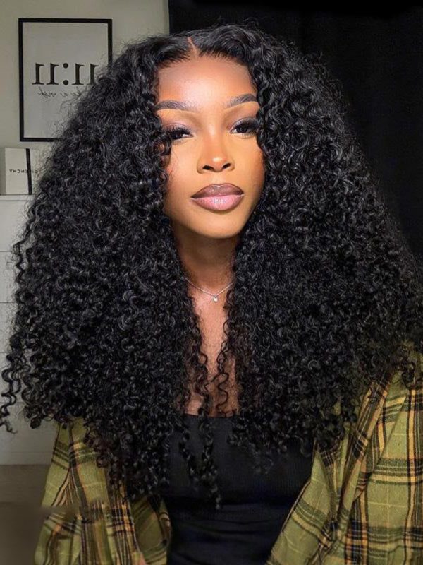 200% Density 13x4 Lace Frontal Curly Hair Wigs Pre Plucked 100% Human Hair at UNice
