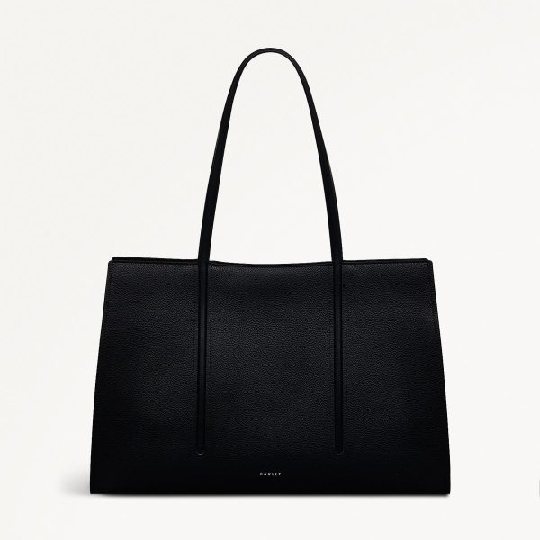 Black Leather Large Open Top Tote Portland Place SS25 Radley