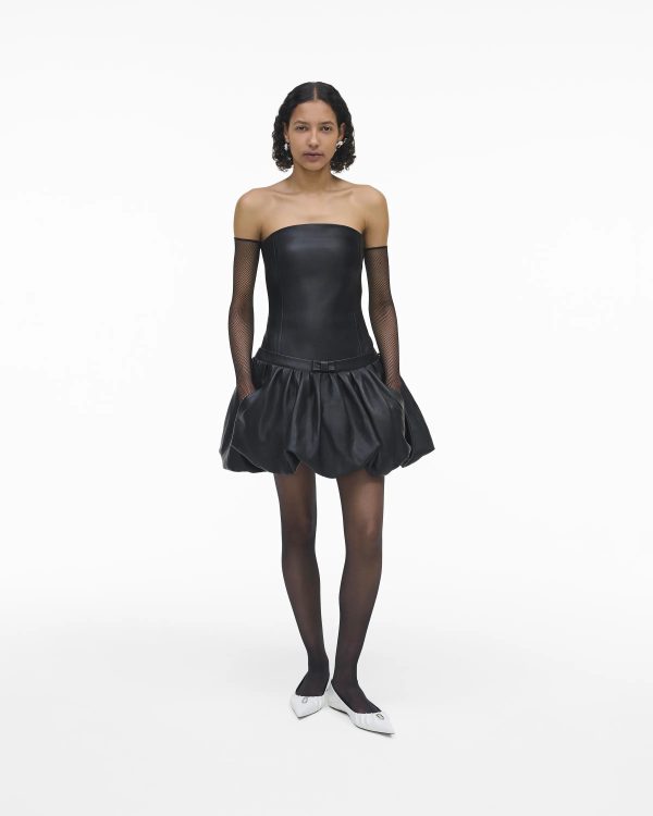MARC JACOBS Marc Jacobs The Leather Bubble Dress in Black, Size 0