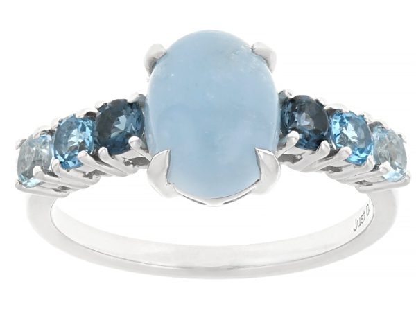 Blue Dreamy Aquamarine Rhodium Over Sterling Silver Ring 0.75ctw at JTV Jewelry