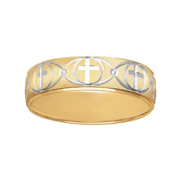 AXL 10k Gold & White Rhodium 6 mm Cross Men's Band, Size: 10.50, 10k Two Tone at Kohl's