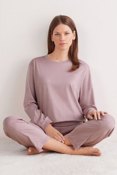Intimissimi Elevated Cotton Long Sleeve Top in Cotton Woman Violet Size S