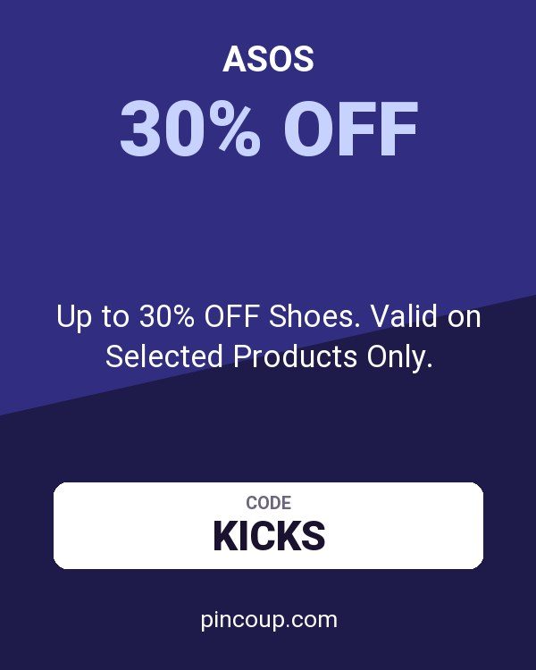 ASOS coupon: Up to 30% OFF Shoes. Valid on Selected Products Only.