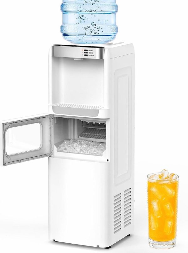 COWSAR 3-in-1 Water Cooler & Ice Maker – Hot & Cold Water Dispenser, 33 Lbs/Day Ice Maker - White at Kismile