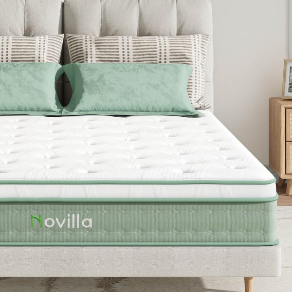Novilla Oasis Hybrid Mattress | Cooling Gel Memory Foam & Individual Pocket Springs | Eco-friendly Materials | 10'' Twin