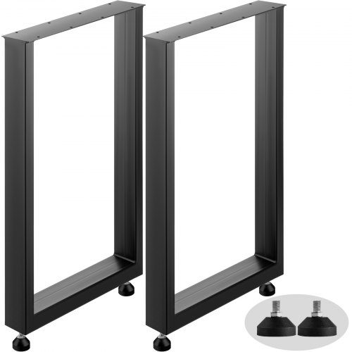VEVOR Set of 2 Steel Table Legs, 28''Height 24''Wide Dining Table Legs, Heavy Duty 3.1" Width Box Section Square Table Legs, 28x24x3.1 Inch Black Colo