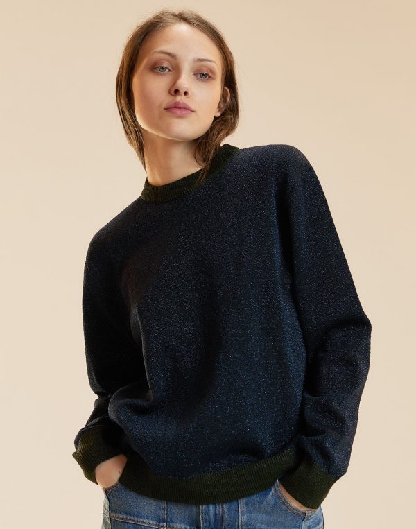 Metallic Knit Crewneck at Cynthia Rowley