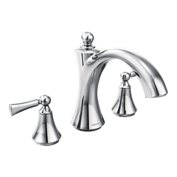 Wynford Chrome Two-Handle Non-Diverter Roman Tub Faucet at Moen