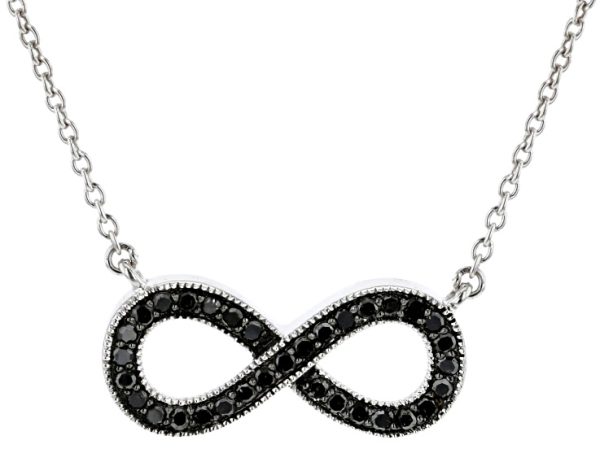 Black Diamond Rhodium Over Sterling Silver Infinity Necklace 0.25ctw at JTV Jewelry